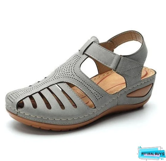 Woman Summer Vintage Wedge Sandals Buckle Casual Sewing Women Shoes Female Ladies Platform Retro Sandalias Plus Size