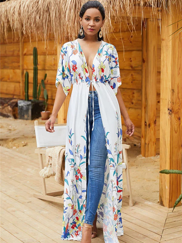 Positioning Printed Waisted Cover-up