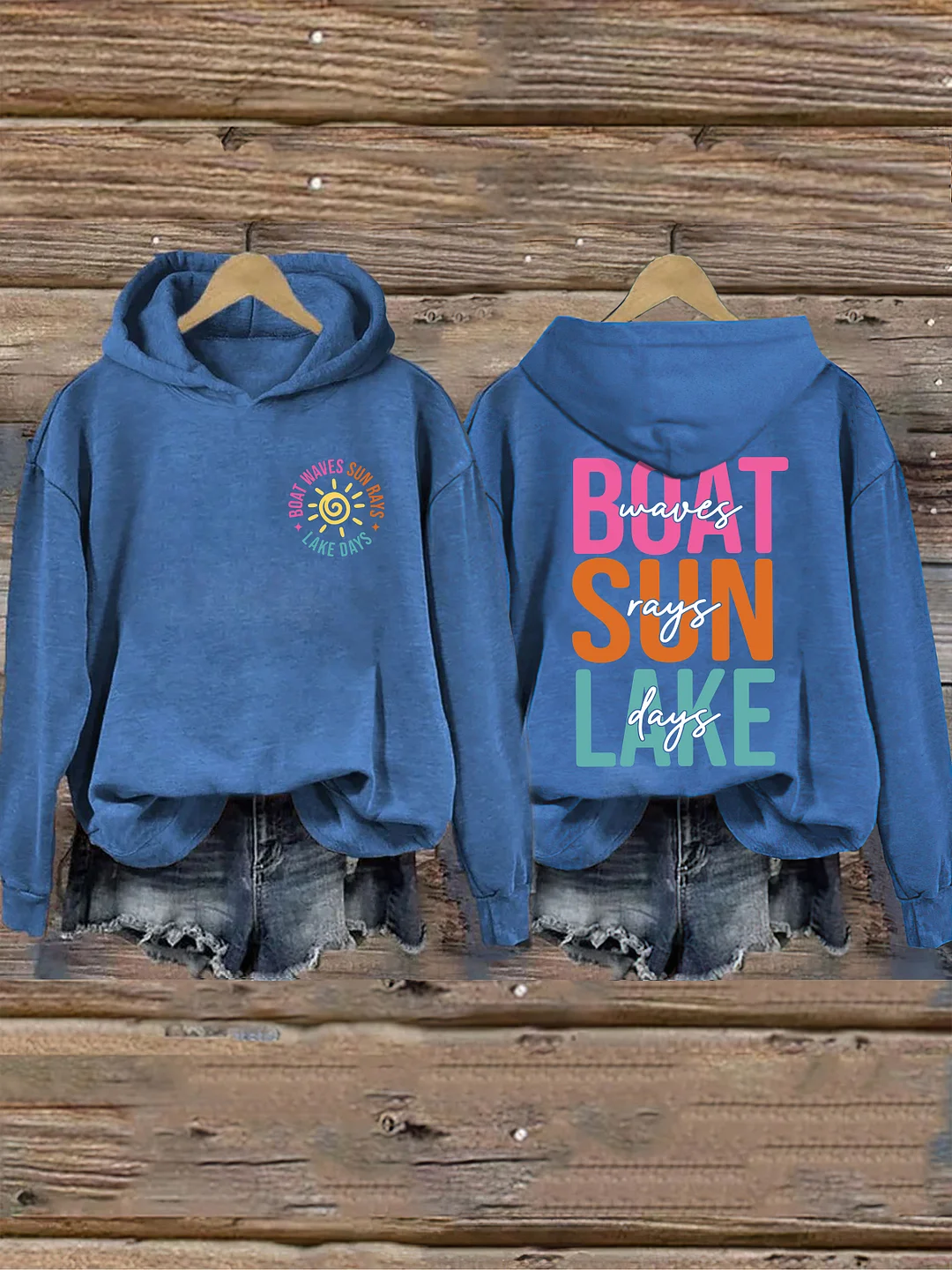 Boat Waves Sun Rays Lake Days Hoodie