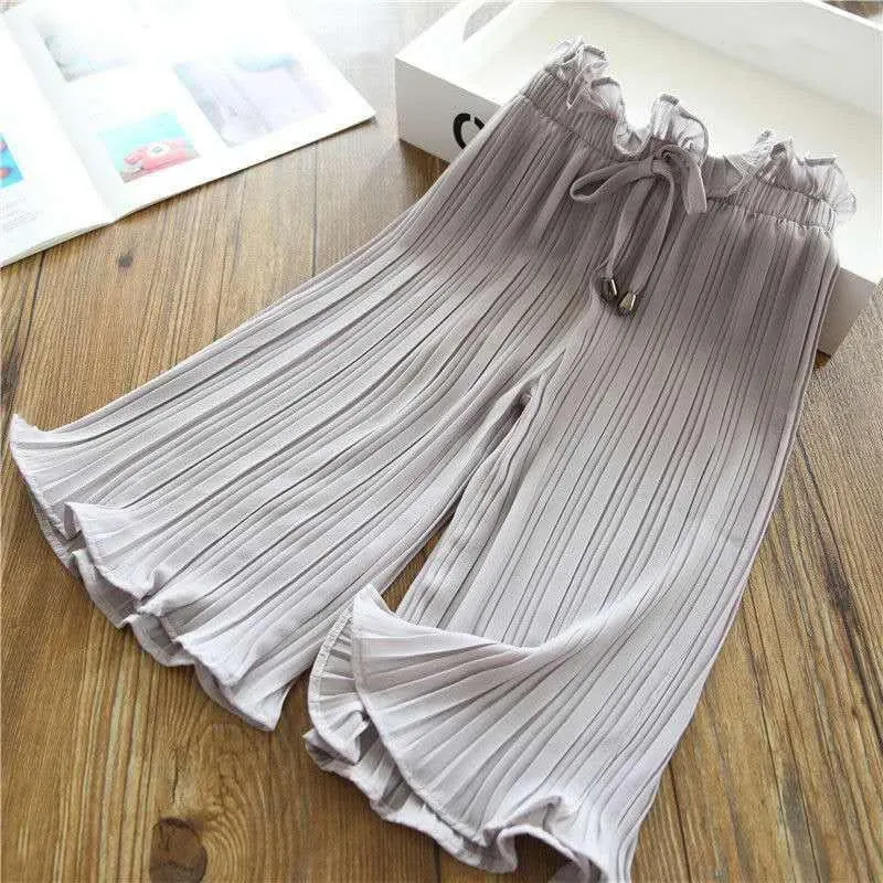 2021 Summer Breathable Girls Pants 3-8 Years Children Leggings for Girls Elastic Wide Leg Pants Toddler Girls Casual Clothes