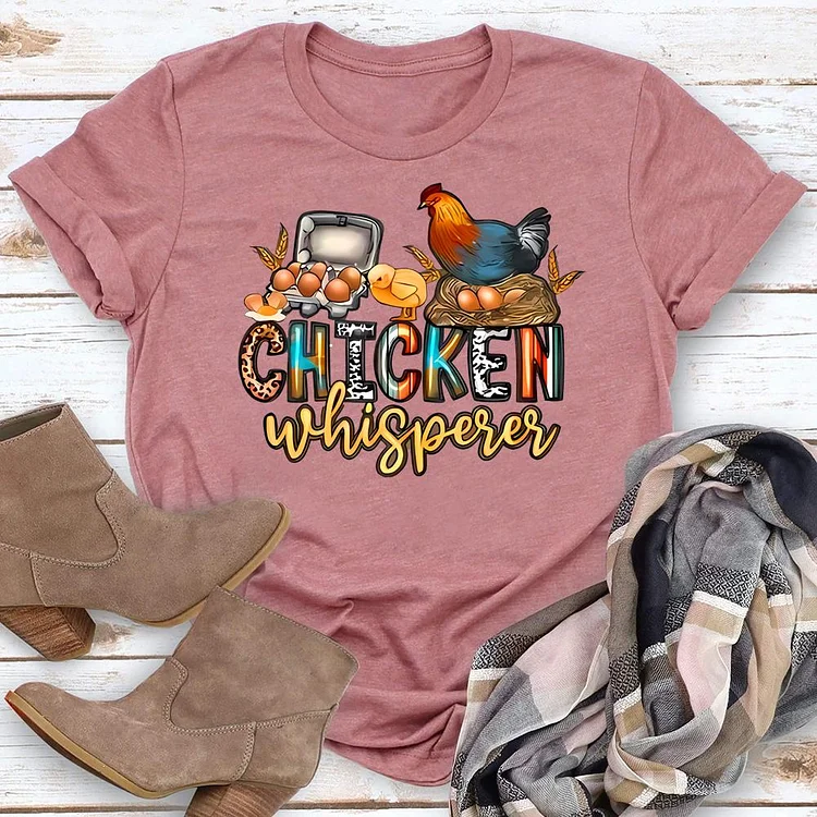 Farm Life Chicken Whisperers Round Neck T-shirt-0019694