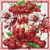 (4 Pack) Red Fruit And Red Flower - Special Shaped Diamond Painting - 30*30CM