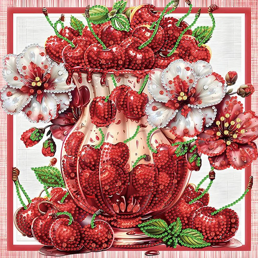 4pcs Diamond Painting - Partial Special Shaped Drill - Red Flower(Canvas|30*30cm)