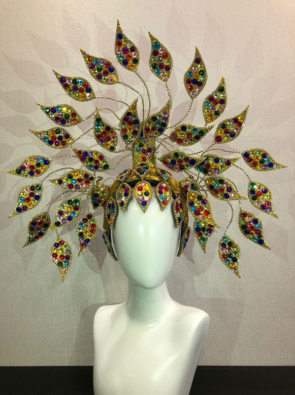 VCSHOES Brazil Rio Spanish Cuba Santiago Havana Venice Dionysia Carnival Float Mask Dress Masque Ball Costume Samba Plumage Plume Headd