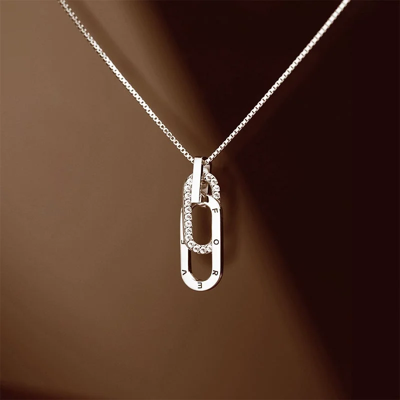 For Love - S925 Husband & Wife Forever Linked Together Necklace In Silver