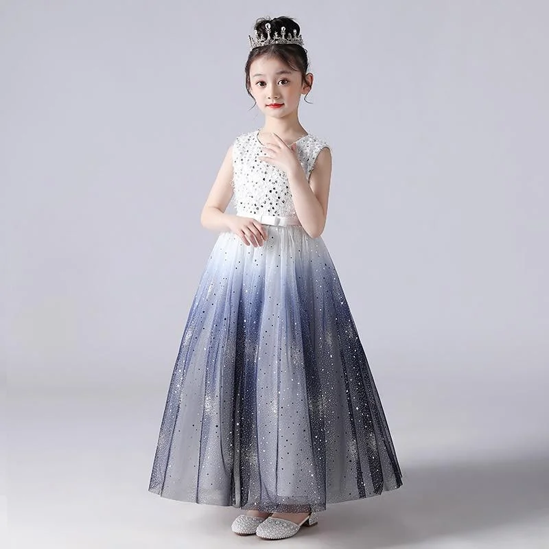 Dresses For Girls Flower Ball Gown Birthday Wedding Party Princess Banquet Summer Sleveless Kids Long Dress
