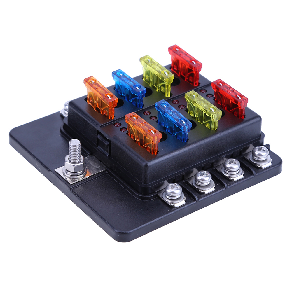 

8 Way Fuse Block Box with Protection Cover + 20A 15A 10A 5A Blade Fuses Kit, 501 Original