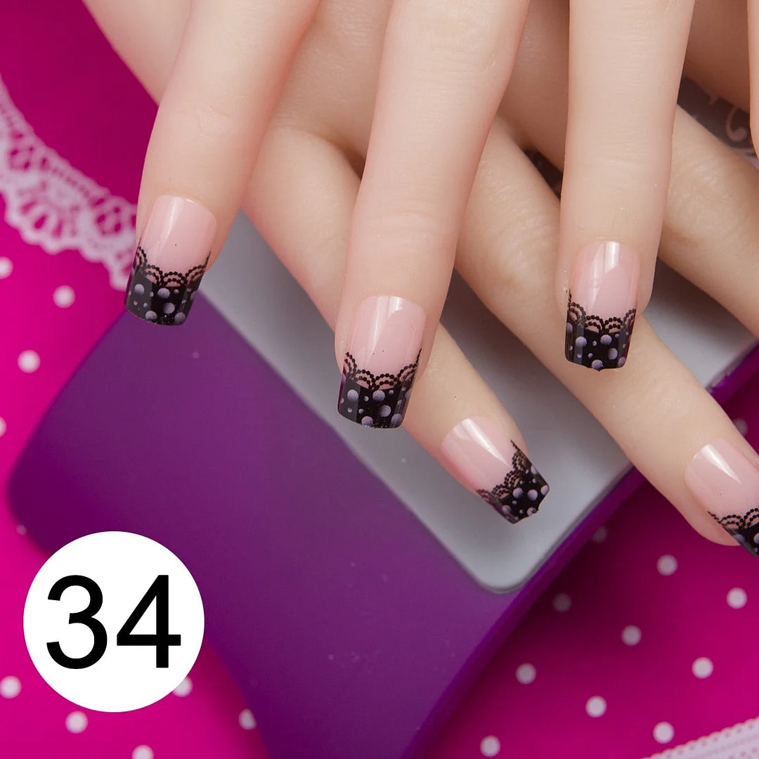 With 1 Piece Of Nail Adhesive Tape 24pcs/Box Press On Nail Art Tips Full Cover 10 Sizes False Nail Art Wedding Nails-Nail Inspo