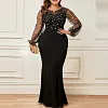 Women's Plus Size Party Dress Polka Dot Crew Neck Long Sleeve Winter Fall Elegant Formal Mature Maxi long Dress Party Evening Party Dress