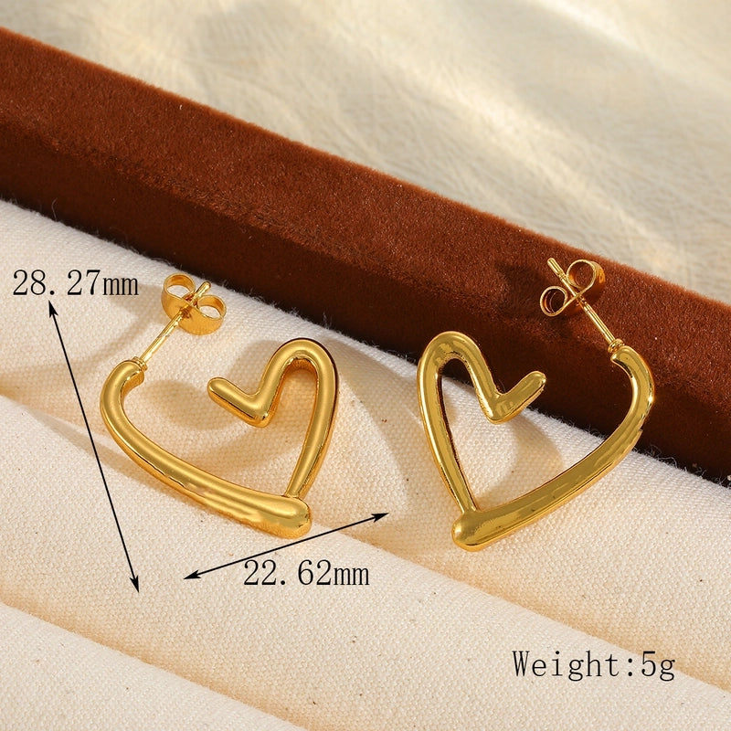 1 Pair Cute Basic Minimalist Irregular Heart Shape Plating 304 Stainless Steel 18K Gold Plated Earrings
