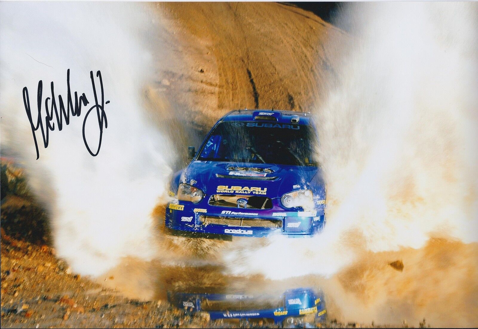 WRC Mikko HIRVONEN SIGNED Subaru Rally DRIVER Autograph 12x8 Photo Poster painting AFTAL COA