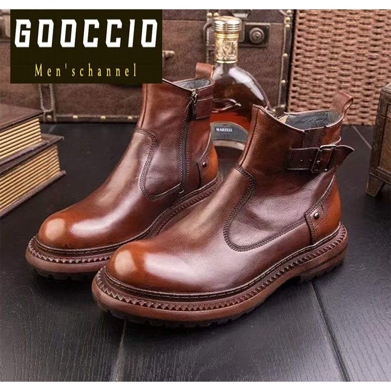Retro British-Style Cowhide Martin Boots For Men DV-Series  