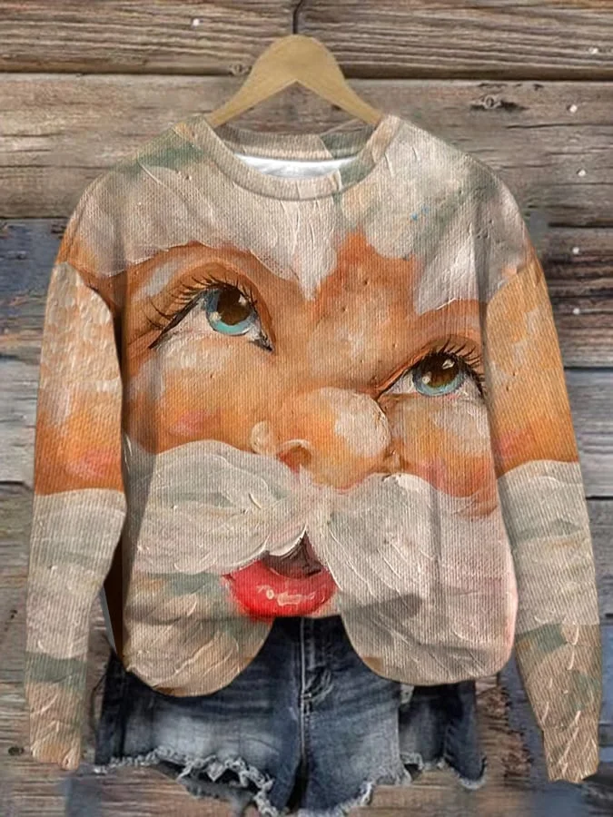 Women's Christmas Vintage Print Long Sleeve Sweatshirt