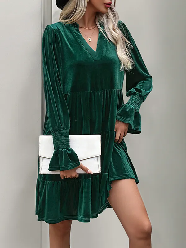 V neck beaded velvet cami mini dress