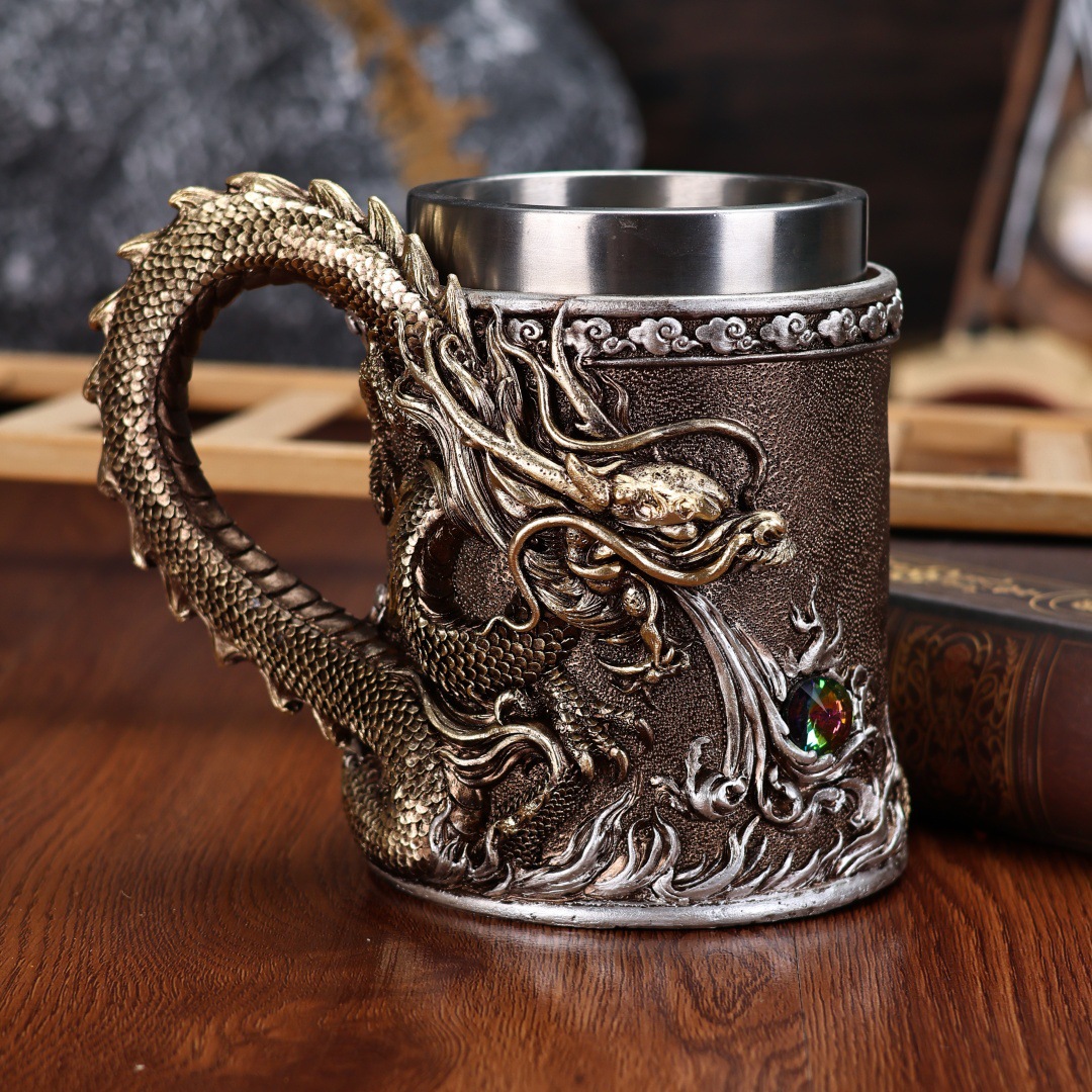 Large Capacity Stainless Steel Dragon Beer Mug