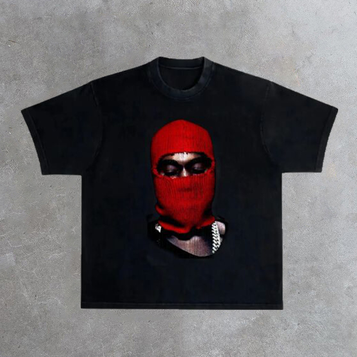 Vintage West Ye Yeezus Red Ski Mask Graphic T-Shirt - SOPULA