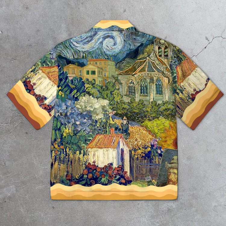 Rural Wheat Field Printed Custom Short Sleeve Shirts