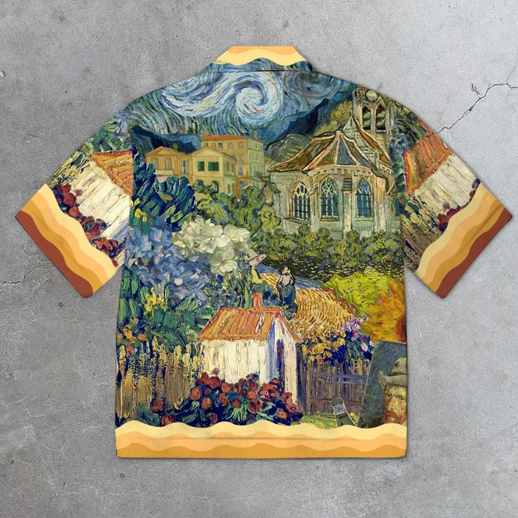Rural Wheat Field Printed Custom Short Sleeve Shirts