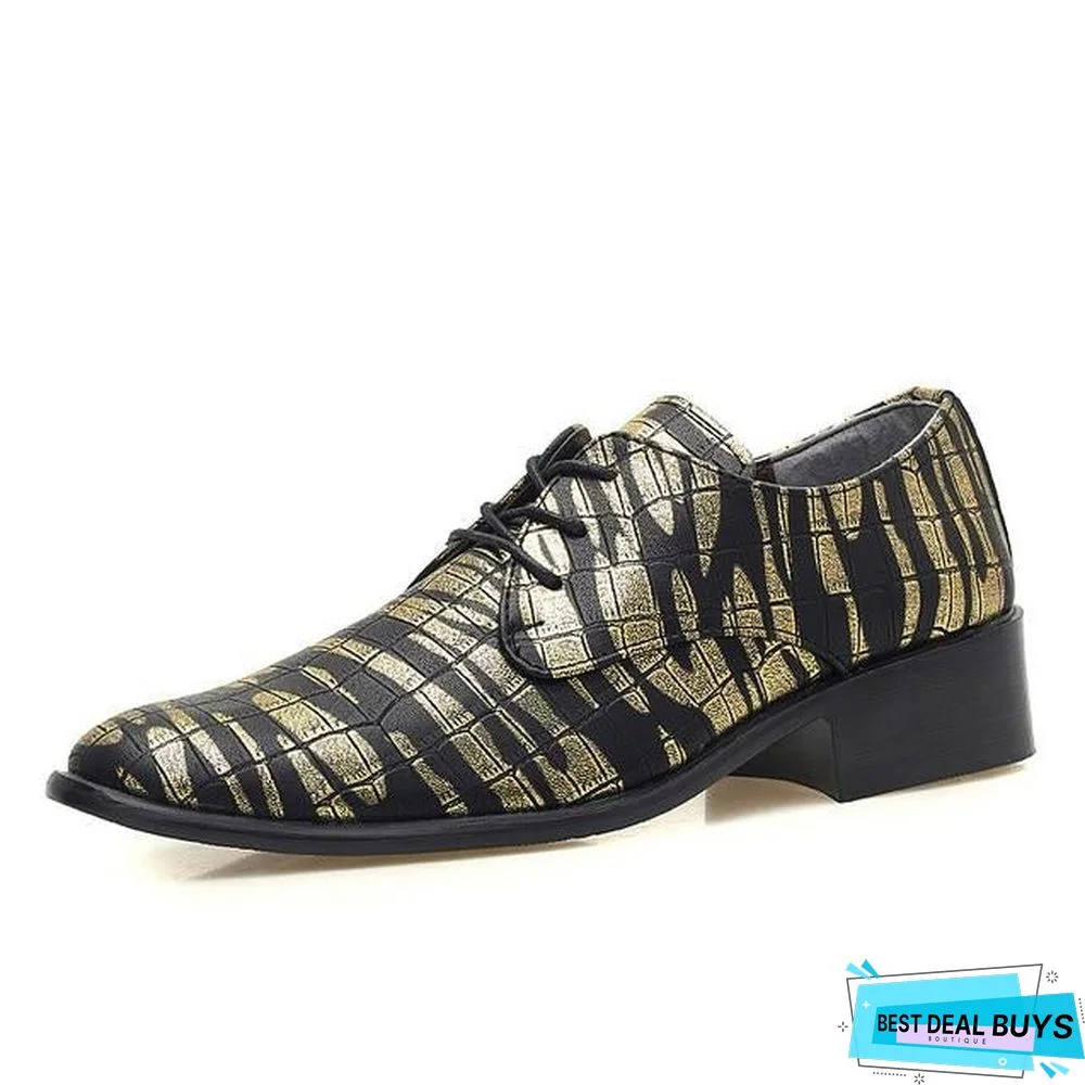 Pointed Toe Dress Shoes Fashion Print Lace Up Flats Casual Oxford Shoes