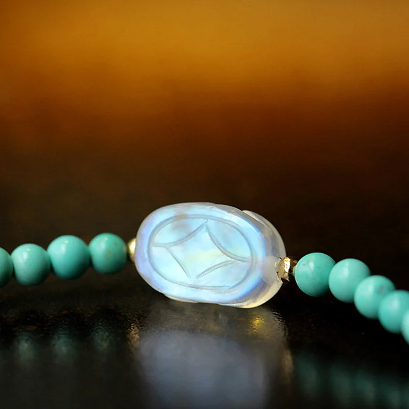 Turquoise&nbsp;Moonstone PiXiu Protection Strength Bracelet