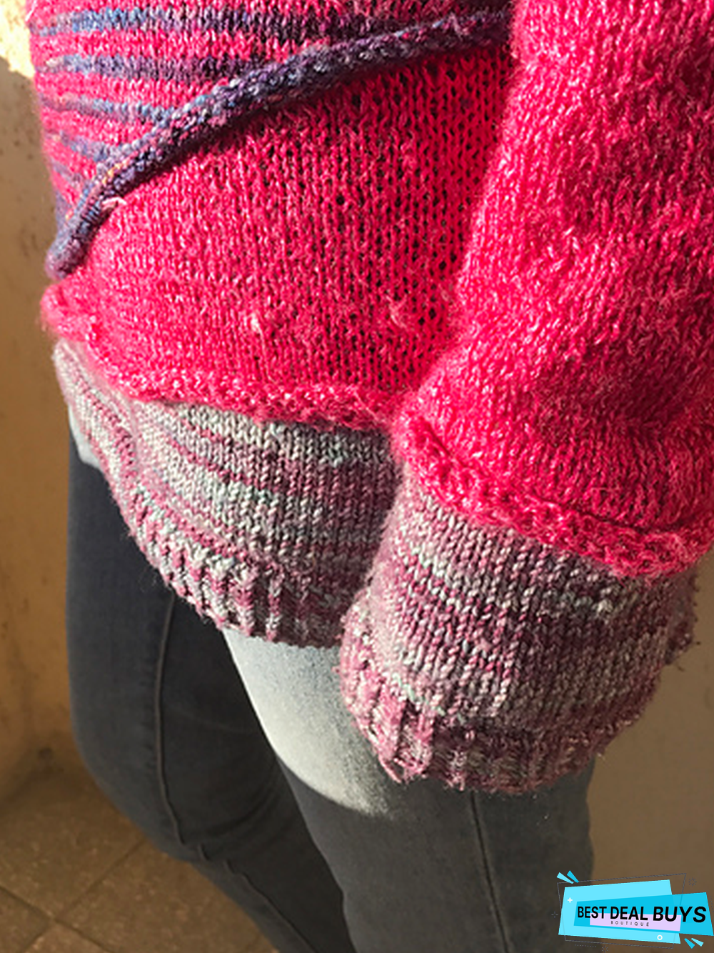 Red Crew Neck Wool Blend Plain Short Sleeve Sweater