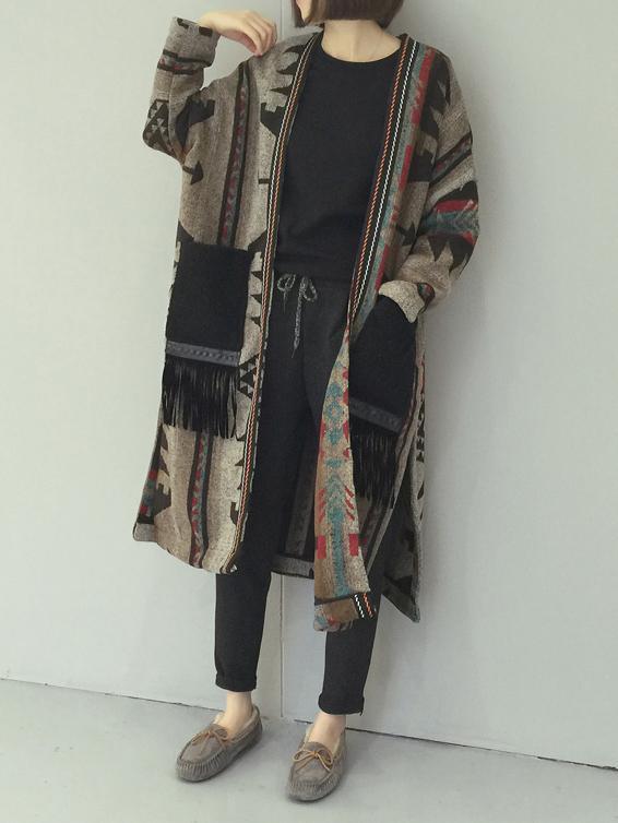 Women Ethnic Style  Split Coat With Pockets