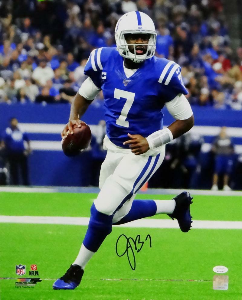 Jacoby Brissett Signed Colts 16x20 Running w/ Ball PF Photo Poster painting- JSA W Auth *Black