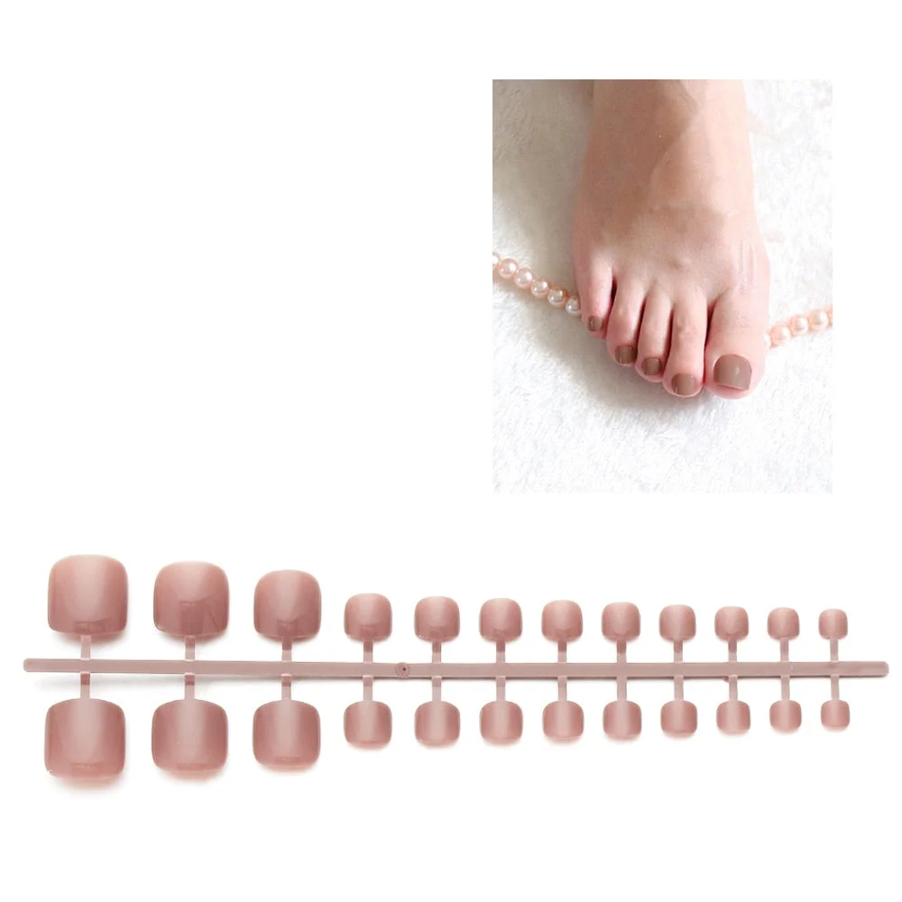 24Pc Soft Pure color oval Frosted Artificial Fake Nail Art Tip Fashion design full cover toe false nails Extension French style-Nail Inspo