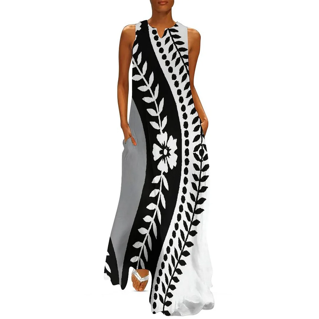 Style & Comfort for Mature Women Plus Size Printed Sleeveless Casual Women Maxi Dress with Pockets in Pattern Black, Floral, Butterfly