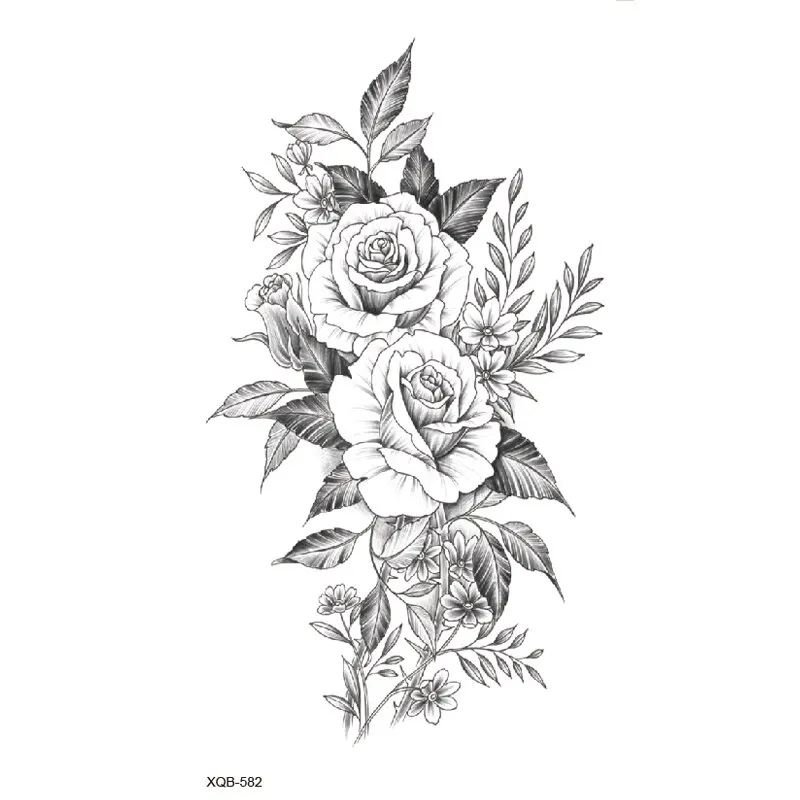 Sdrawing Lotus/Grey Butterfly/Flowers Waterproof Temporary Tattoos Men Henna Tatoo Stickers Tattoo Body Art Fake Tattoos