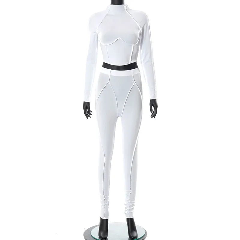 Women's Cropped Hoodie And Joggers Set - Ribbed Hem Tracksuit, Cotton Blend, Sizes 6-14, 2-Piece Loungewear