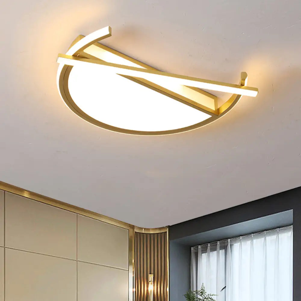 18&rsquo;/21.5&rsquo; Geometric Flush Mount Led Ceiling Light In Black/Gold - Contemporary Metal Design