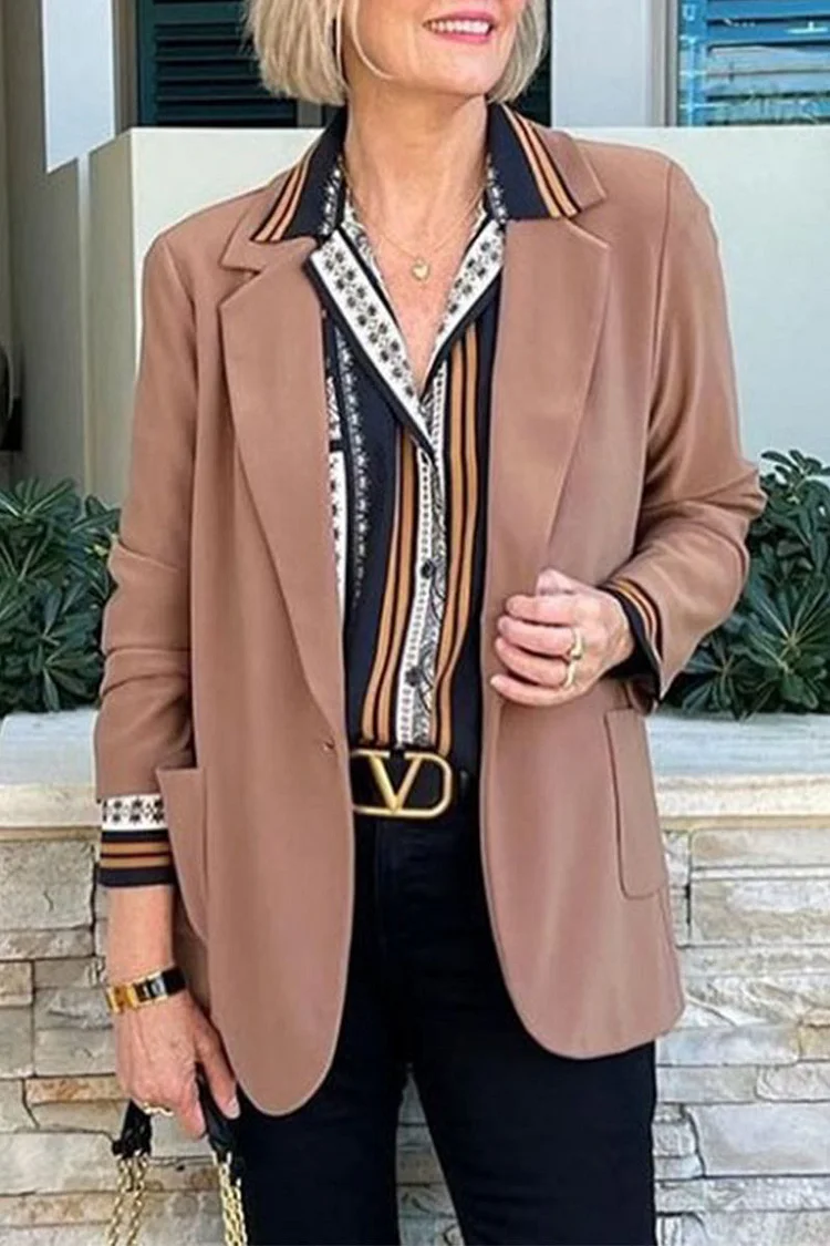 Work Solid Color Turn-back Collar Outerwear