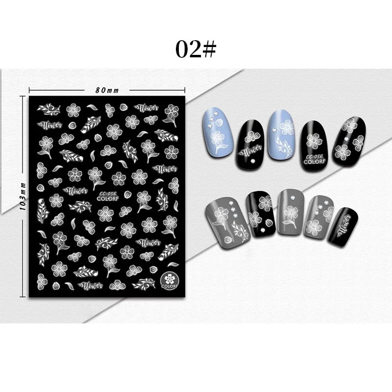 1 Sheet 3D Halloween Nail Sticker Christmas Skull Bone Snake Butterfly Maple Leaf Pattern Decals Manicures 3D Nail Decorations