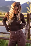 Gianna Chocolate Turtleneck Bodysuit