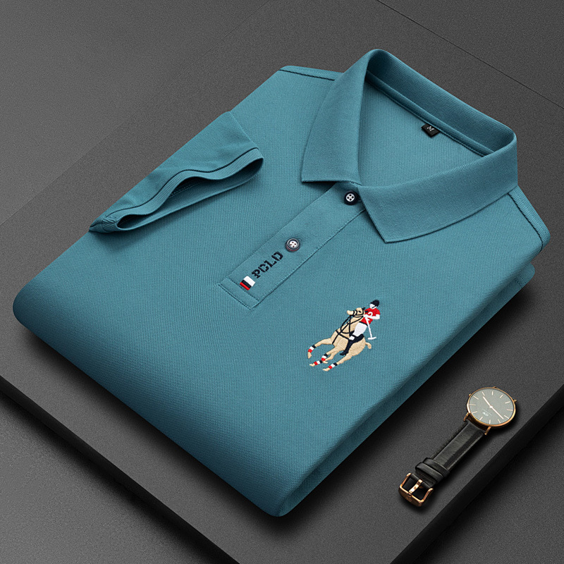 Geswet men casual outfit Summer New Men's Polo Short Sleeve T-shirt Pearl Cotton Quick Dry Embroidery Fashion Versatile casual turn-down collar tops
