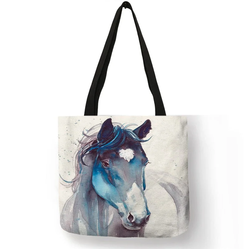 Dropshipping Color Drawing Running Horse Painting Womens Handbag Casual Totes Large Capacity Shopping Shoulder Bags