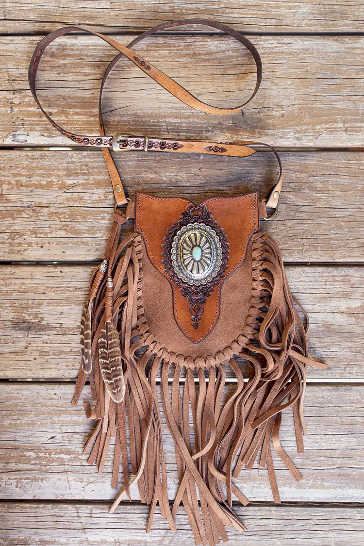 Prairie Phone Pouch with Navajo Concho