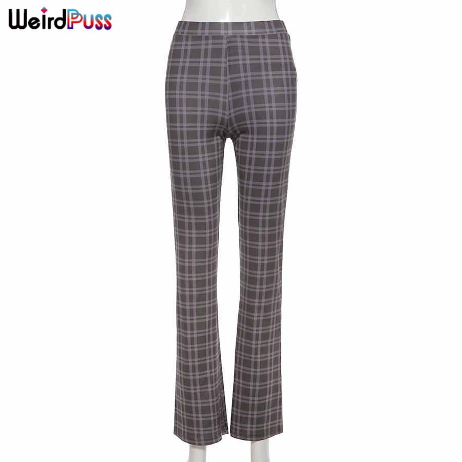 Weird Puss High Waist Straight Pants E-Girl Striped Print Women Skinny Fashion Y2K Streetwear Elegant Slim Thin Long Trousers