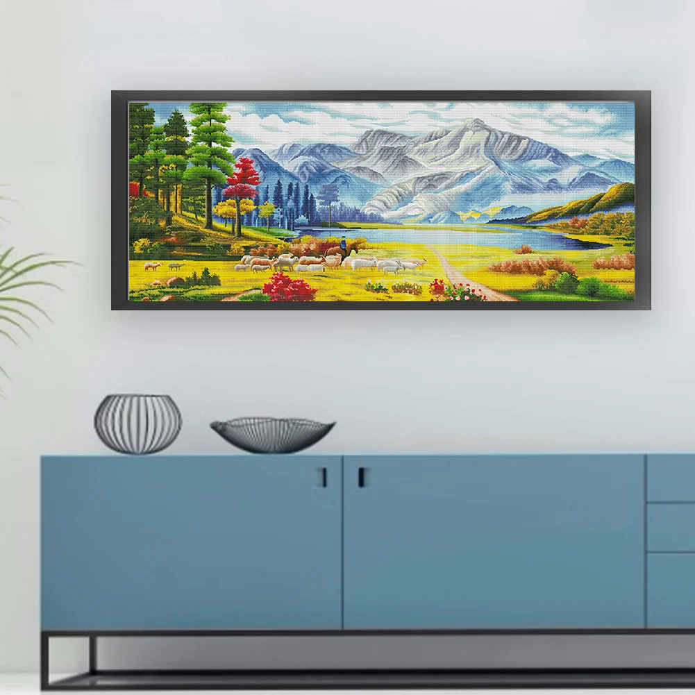 11CT Full Stamped Cross Stitch - Shepherd(Canvas|195*82CM)