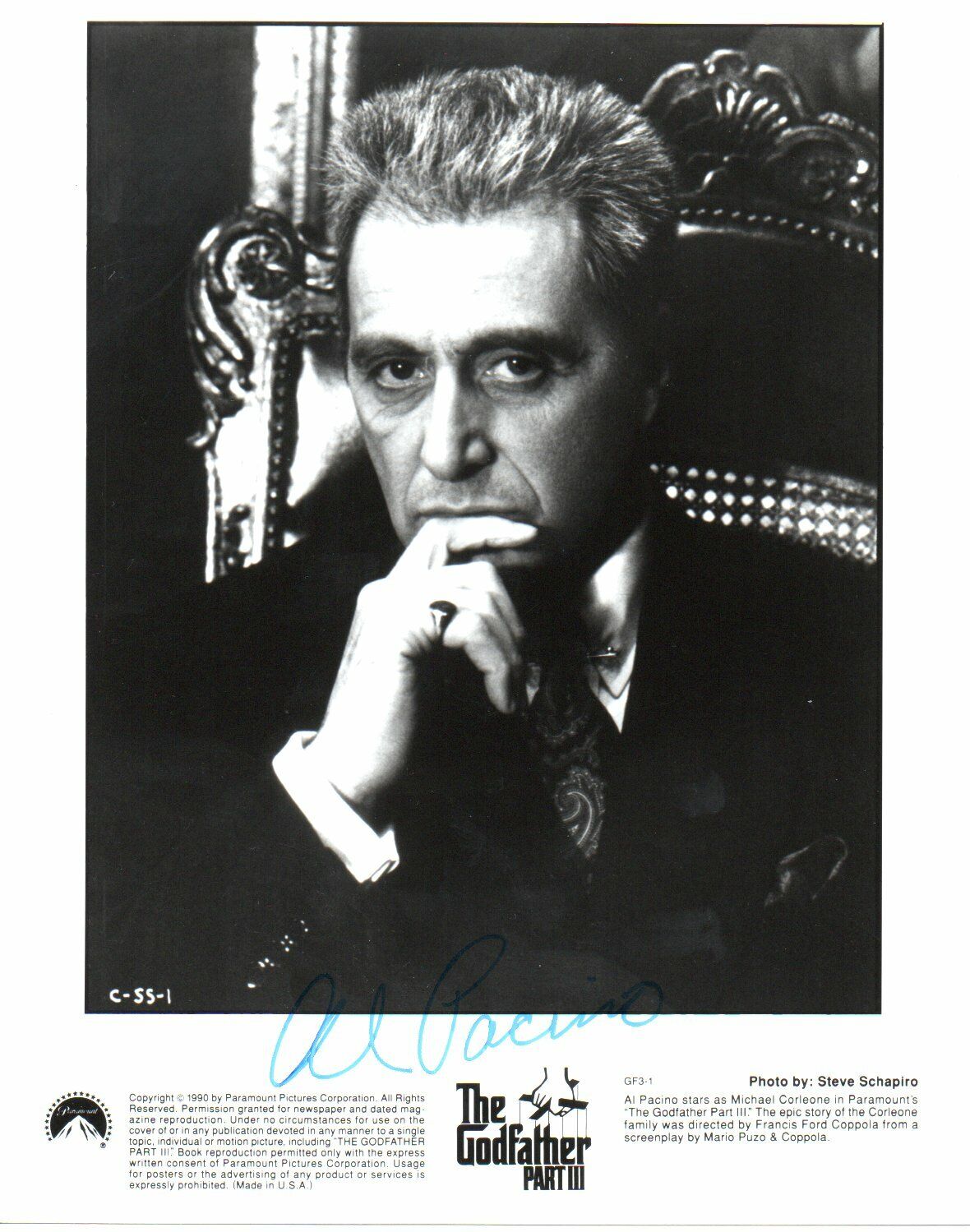 Al Pacino Full Signature Signed 10 by 8 inches Genuine Signature Photo Poster painting