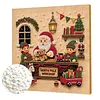 (20x20cm)Santa Workshop DIY Pearl Painting Art With Inner Wooden Framed Kit