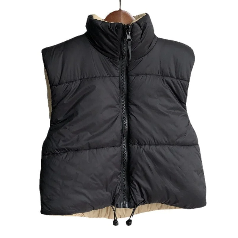 Winter Cropped Vest Women Sleeveless Down jacket Female Warm Gilets Chic Parkas Waistcoat Coat Chalecos Mujer Ladies Bodywarmer