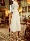 Simple One-Shoulder Long Sleeve Belted Split-Side Urban Midi Dress