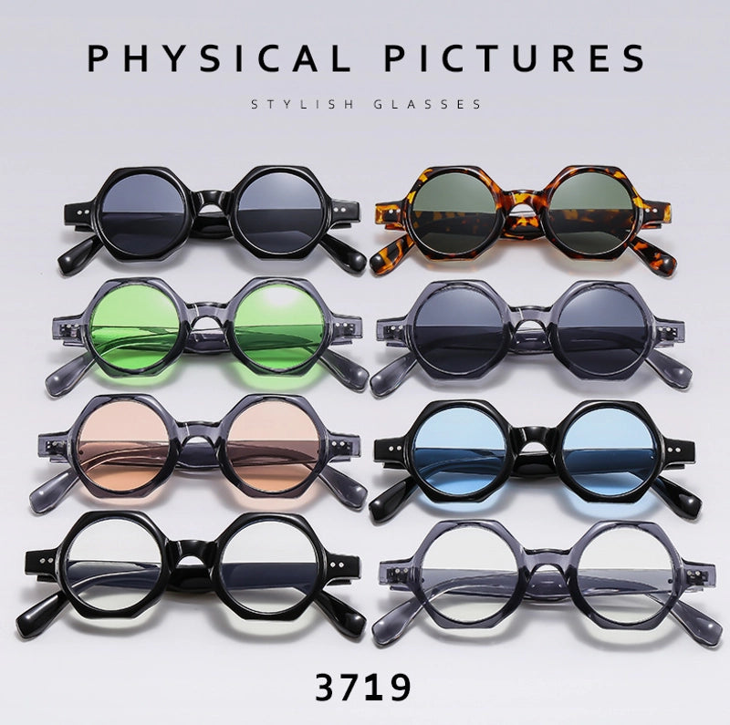 Polygonal Round Frame New Personalized Sunglasses PC Color Tide Catwalk Vintage Sunglasses