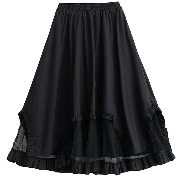 Irregular Splicing High Waist Mesh Skirt