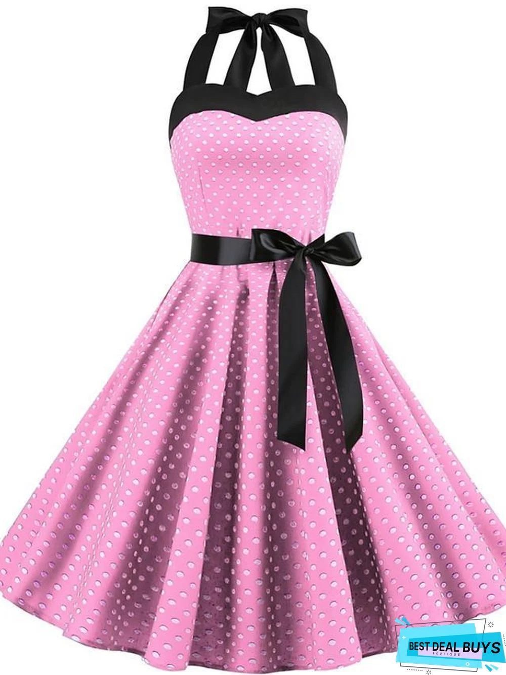 Women's A-Line Dress Knee Length Dress Sleeveless Polka Dot Print 1950S Hot Vintage Blue Red Blushing Pink Light Blue