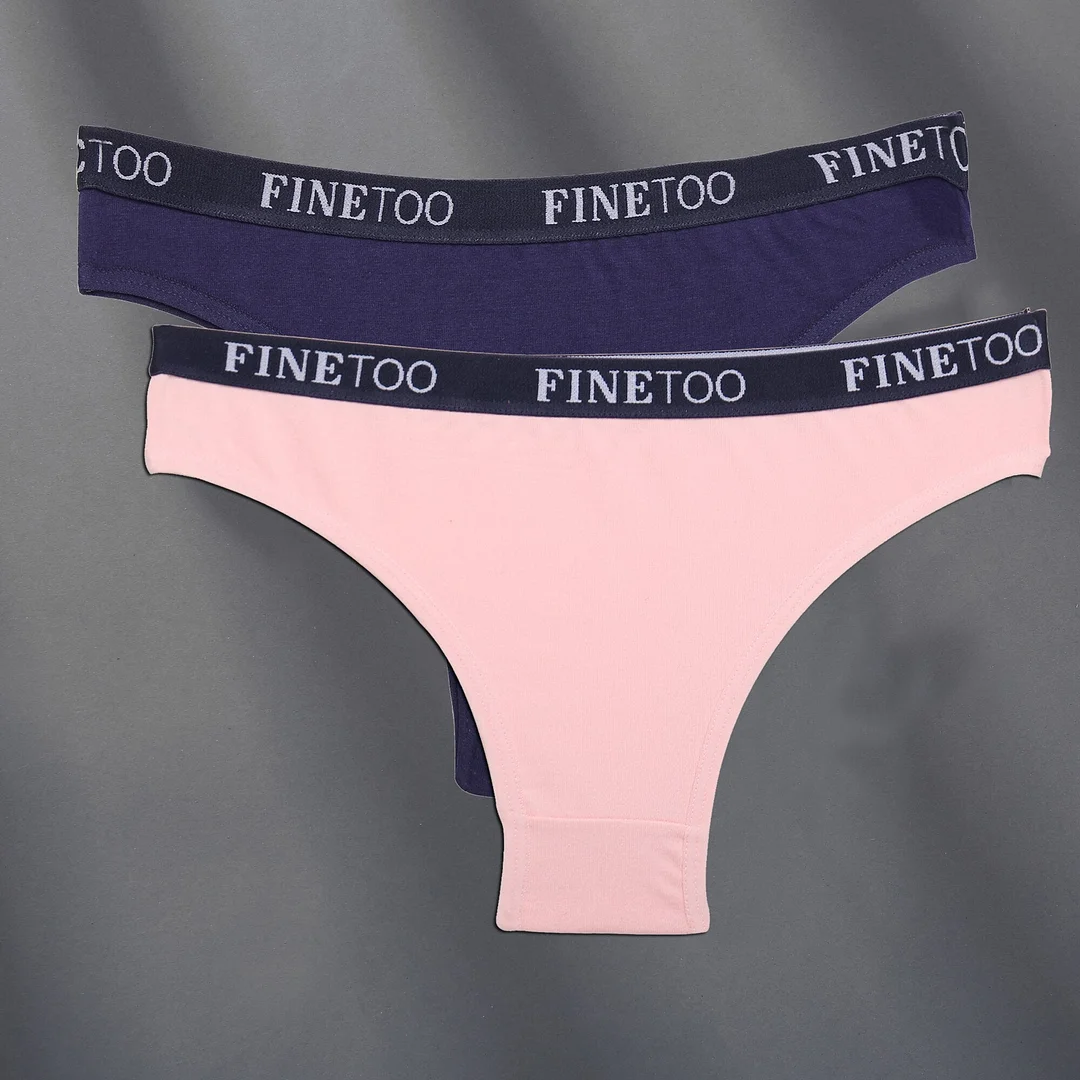 FINETOO 2PCS/Set Cotton Women Sexy Panties Letter Waisted Woman Underwear Fashion Underpant M-XL Female Girls Briefs Lingerie