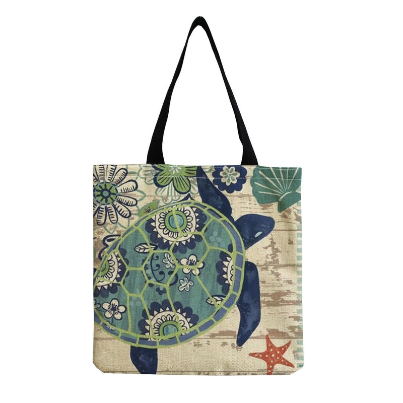 Women’s Medium Linen Animal Beach Square Open Shopping Bags