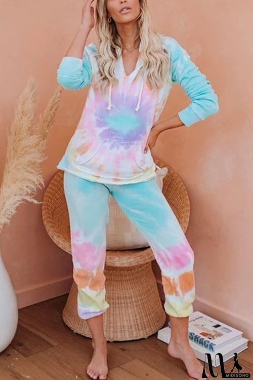 MidiSono - Tie Dye Flower Casual Hoodie